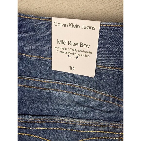 CALVIN KLEIN Jean Shorts Size 10 mid rise boy shorts New Stretch - Picture 11 of 14